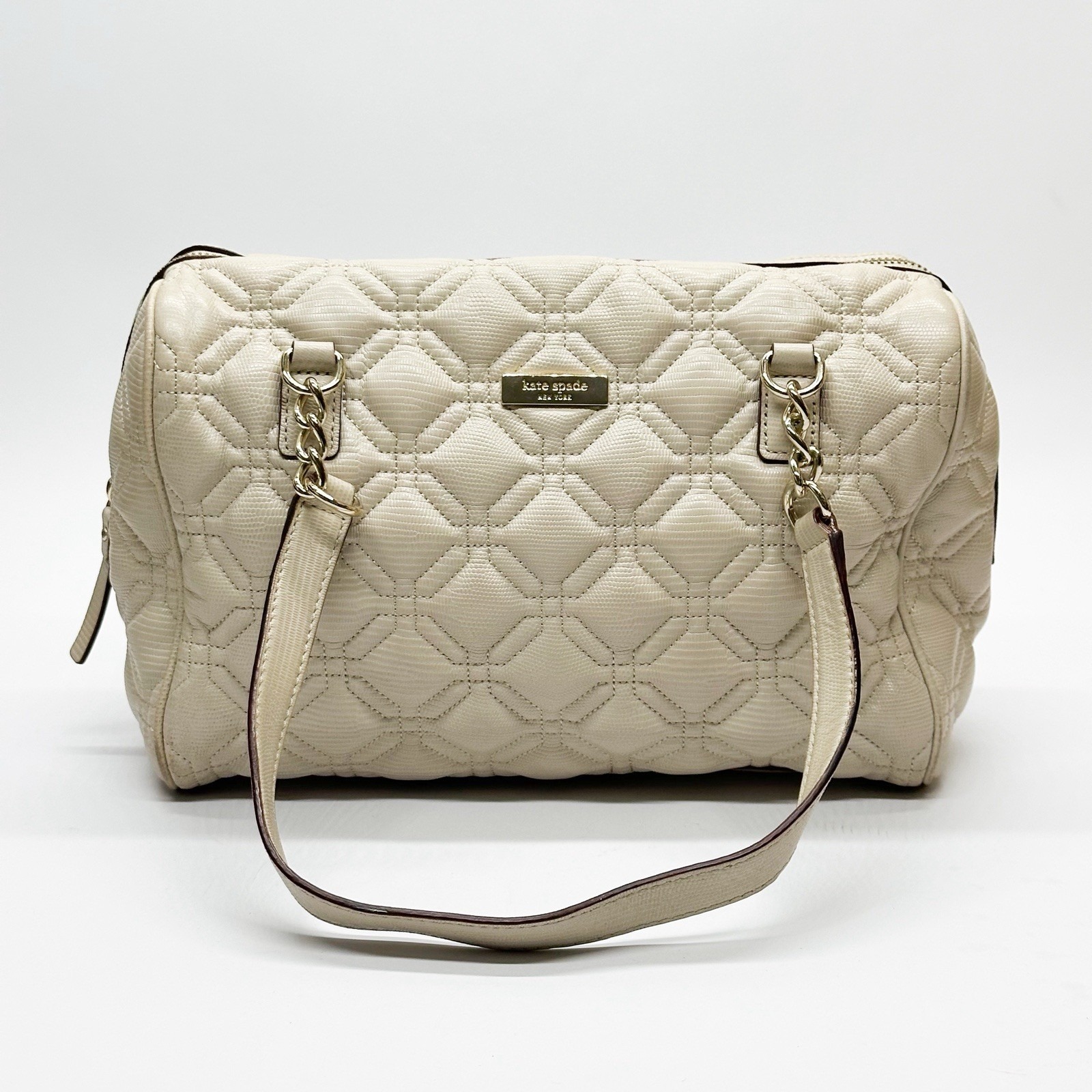 Kate Spade New York Quilted Double Strap Satchel Women's Handbag Ivory